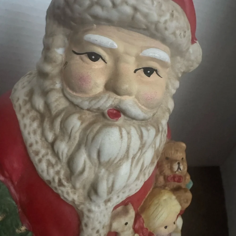 Vintage Santa Claus Figurine in Red and Green